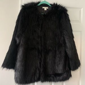 Black H&M faux fur coat